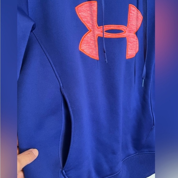 Under Armour Hoodie Womens Blue And Pink Embroidered Pullover- medium - Picture 3 of 5